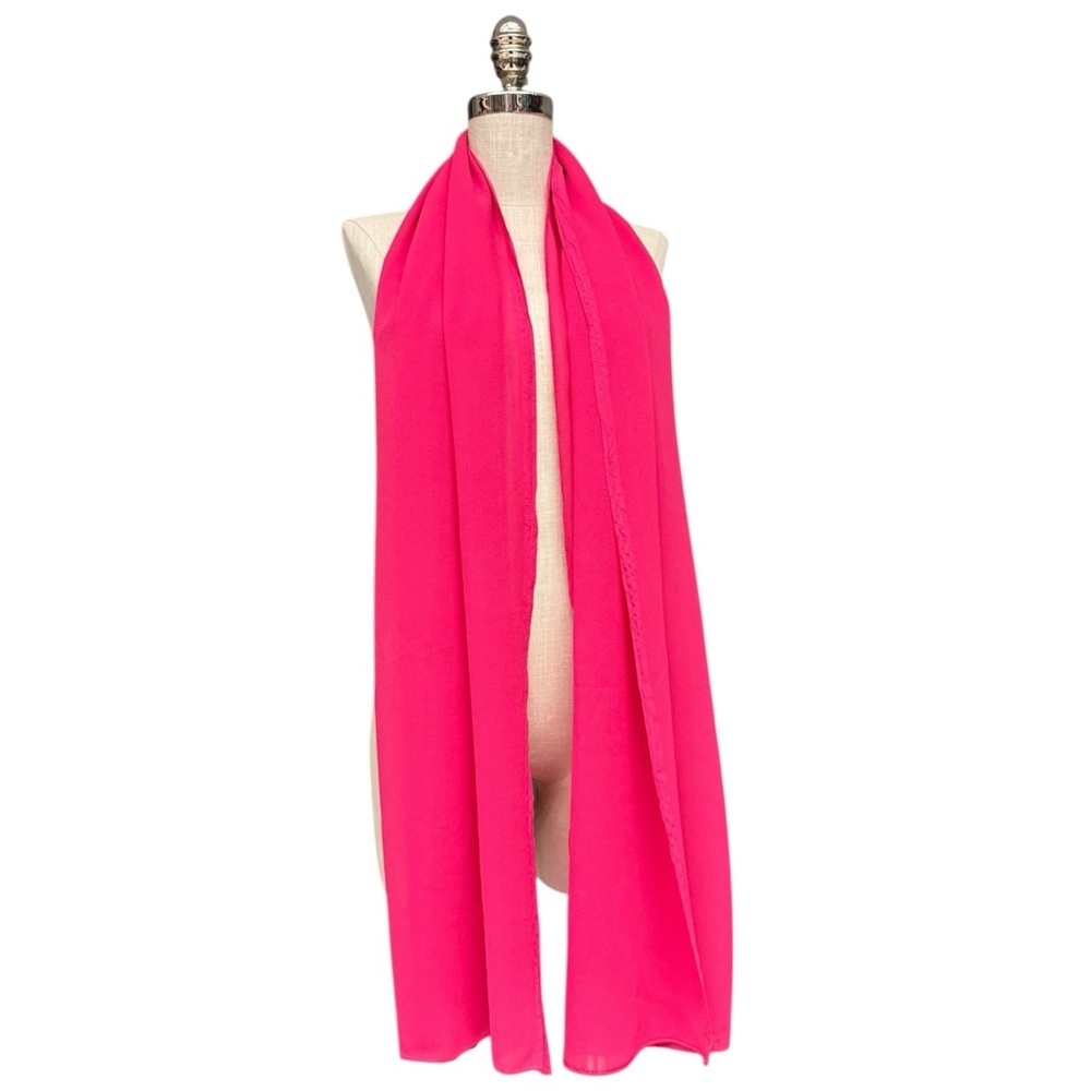 Vintage Hot Pink Sheer Chiffon Wrap Scarf One Size Rectangle Wrap Style